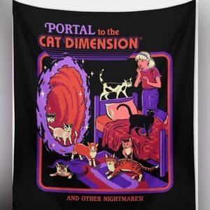 BOGO tapestries Steven Rhodes cat portal dimension horror satire wall art book
